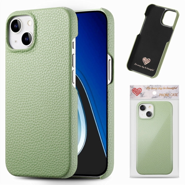 Litchi Oil Edge Leather Back Phone Case