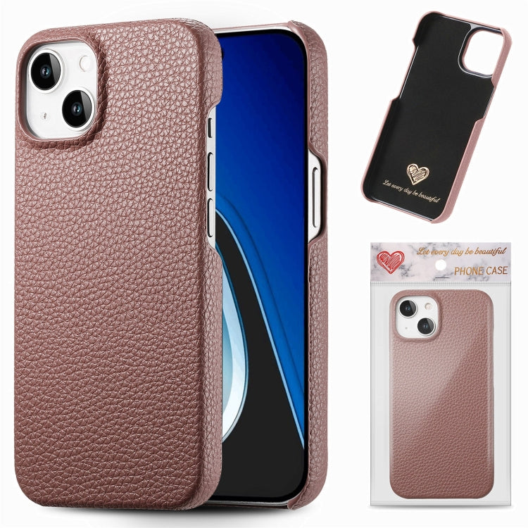 Litchi Oil Edge Leather Back Phone Case