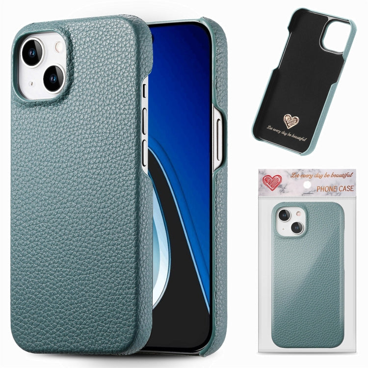 Litchi Oil Edge Leather Back Phone Case