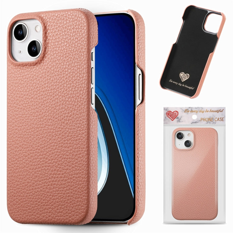 Litchi Oil Edge Leather Back Phone Case