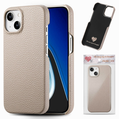 Litchi Oil Edge Leather Back Phone Case