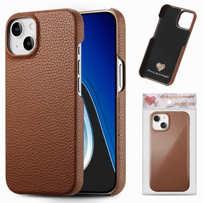 Litchi Oil Edge Leather Back Phone Case