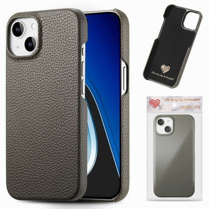 Litchi Oil Edge Leather Back Phone Case