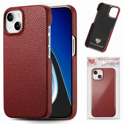 Litchi Oil Edge Leather Back Phone Case