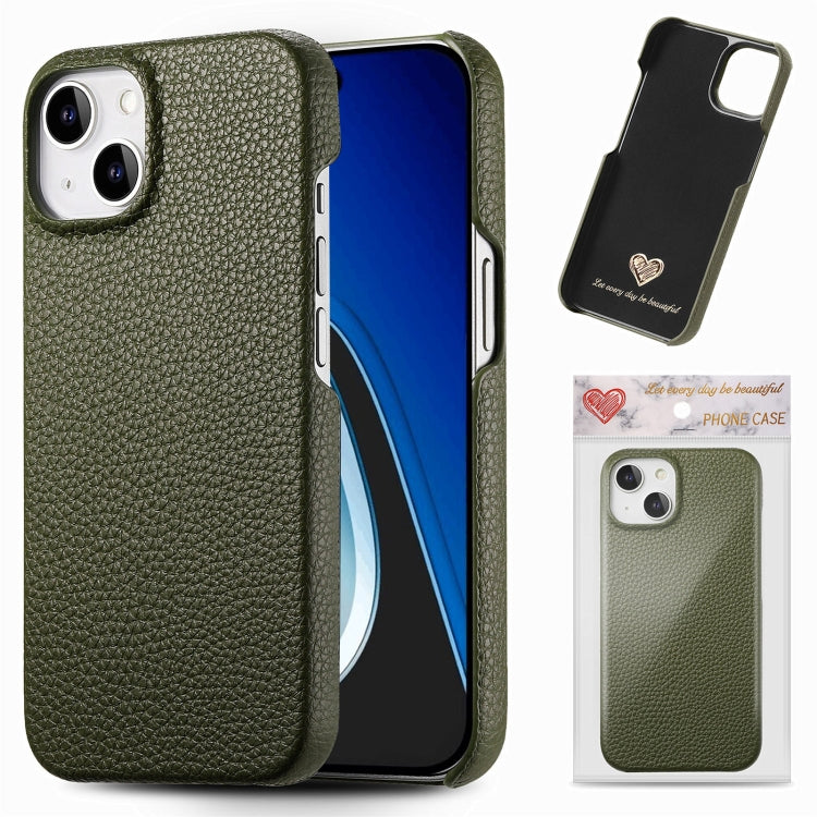 Litchi Oil Edge Leather Back Phone Case