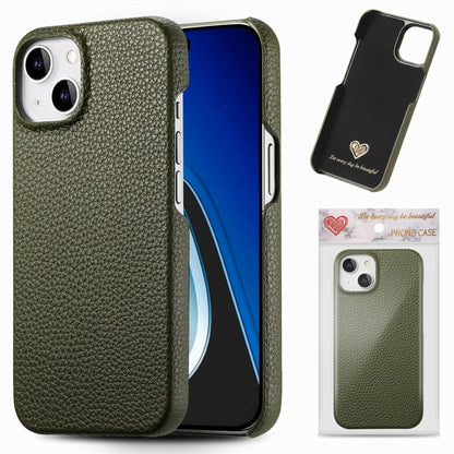 Litchi Oil Edge Leather Back Phone Case