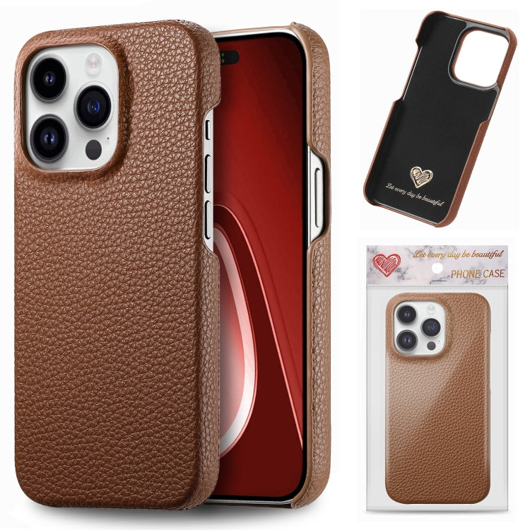 Litchi Oil Edge Leather Back Phone Case