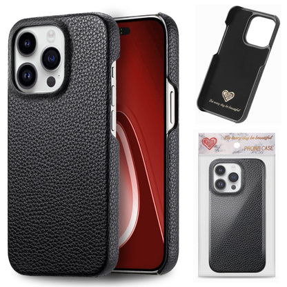 Litchi Oil Edge Leather Back Phone Case