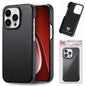 Litchi Oil Edge Leather Back Phone Case