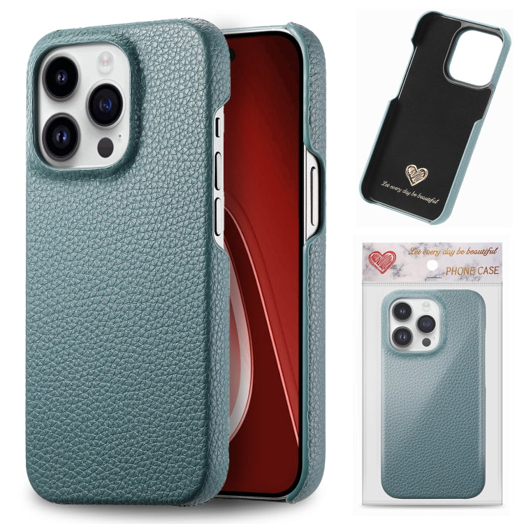 Litchi Oil Edge Leather Back Phone Case