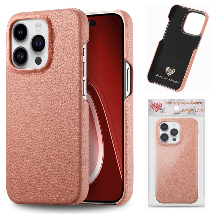 Litchi Oil Edge Leather Back Phone Case