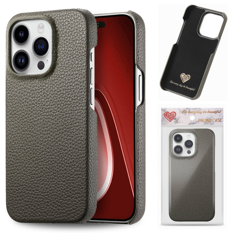 Litchi Oil Edge Leather Back Phone Case