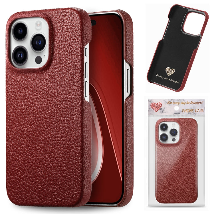 Litchi Oil Edge Leather Back Phone Case