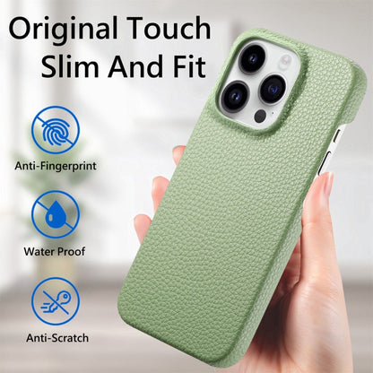 Litchi Oil Edge Leather Back Phone Case