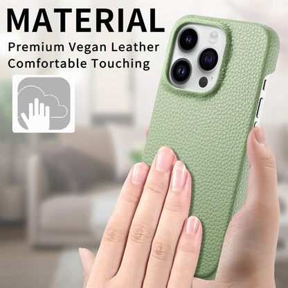 Litchi Oil Edge Leather Back Phone Case