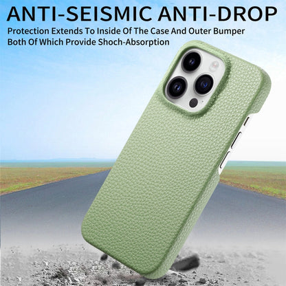 Litchi Oil Edge Leather Back Phone Case