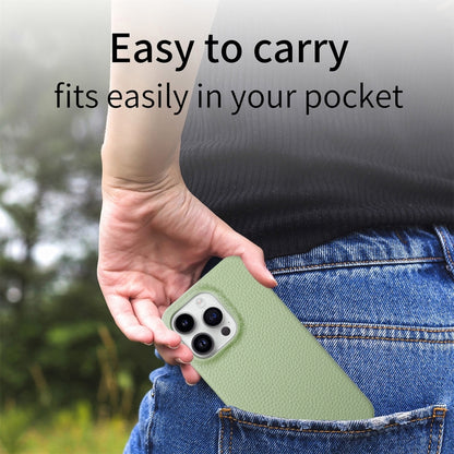 Litchi Oil Edge Leather Back Phone Case