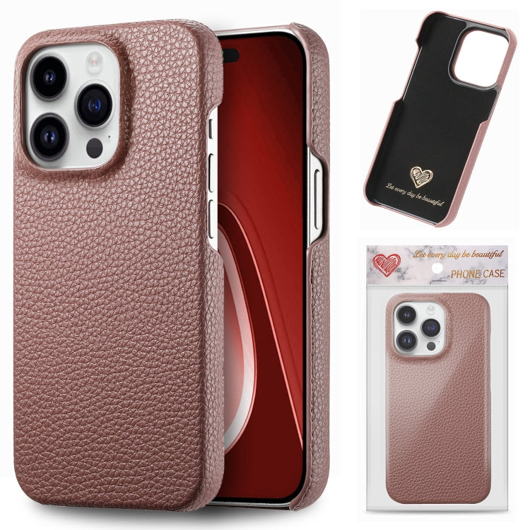 Litchi Oil Edge Leather Back Phone Case