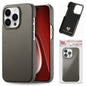 Litchi Oil Edge Leather Back Phone Case