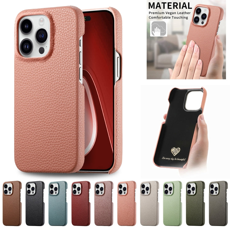 Litchi Oil Edge Leather Back Phone Case