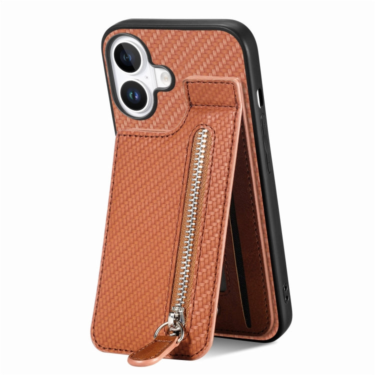 Carbon Fiber Vertical Flip Zipper Phone Case