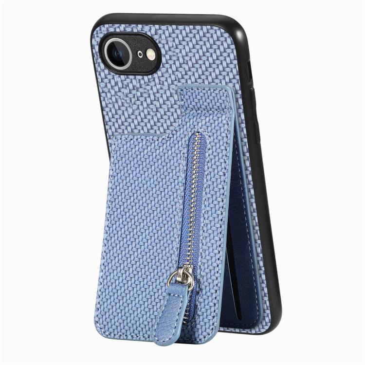 Carbon Fiber Vertical Flip Zipper Phone Case