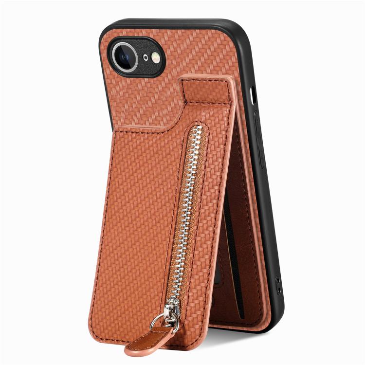 Carbon Fiber Vertical Flip Zipper Phone Case