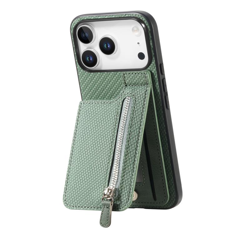 Carbon Fiber Vertical Flip Zipper Phone Case