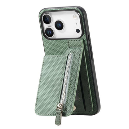 Carbon Fiber Vertical Flip Zipper Phone Case