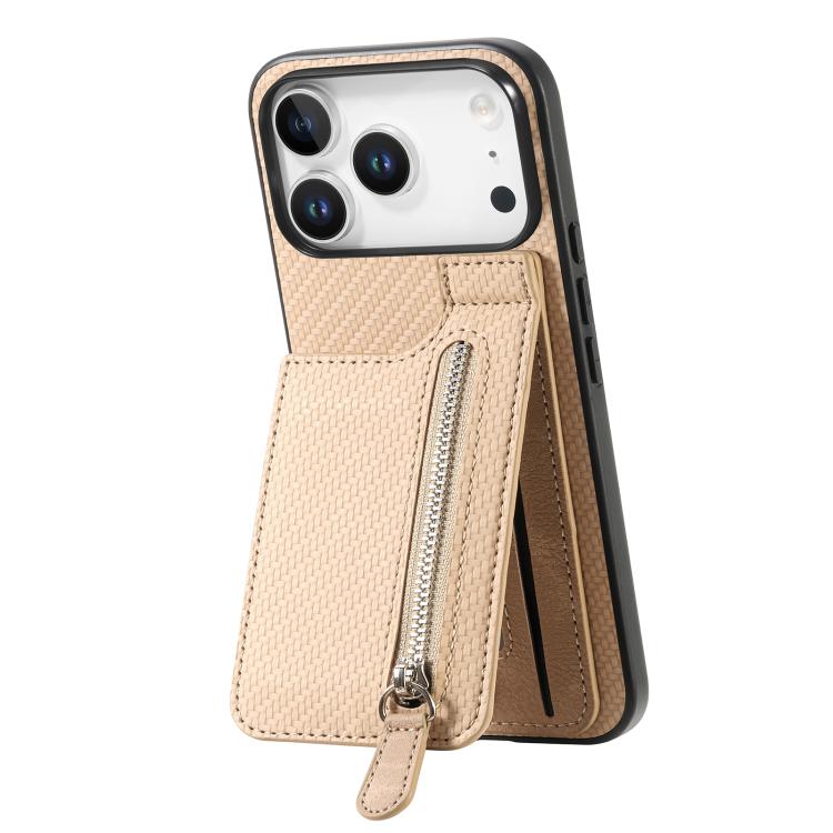 Carbon Fiber Vertical Flip Zipper Phone Case