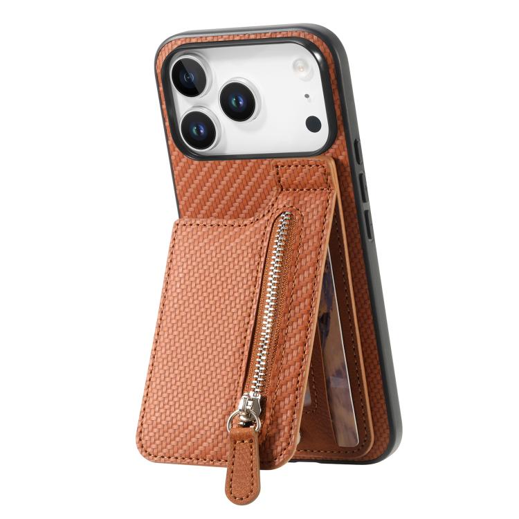 Carbon Fiber Vertical Flip Zipper Phone Case