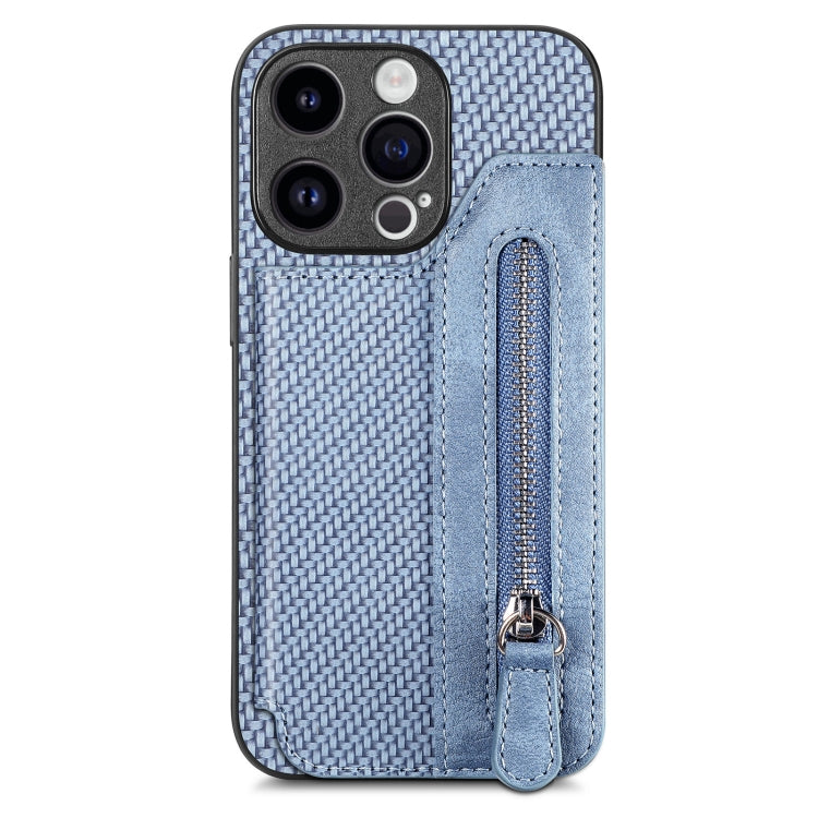 Carbon Fiber Horizontal Flip Zipper Wallet Phone Case