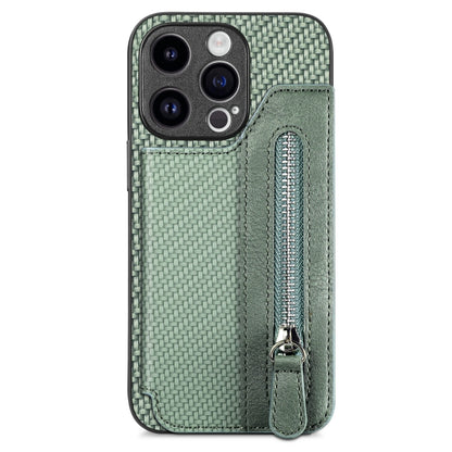 Carbon Fiber Horizontal Flip Zipper Wallet Phone Case