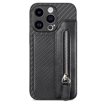 Carbon Fiber Horizontal Flip Zipper Wallet Phone Case