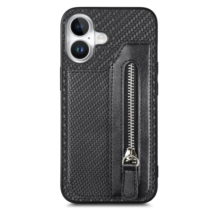 Carbon Fiber Horizontal Flip Zipper Wallet Phone Case
