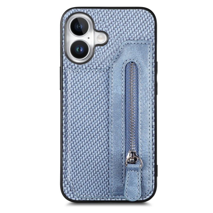 Carbon Fiber Horizontal Flip Zipper Wallet Phone Case