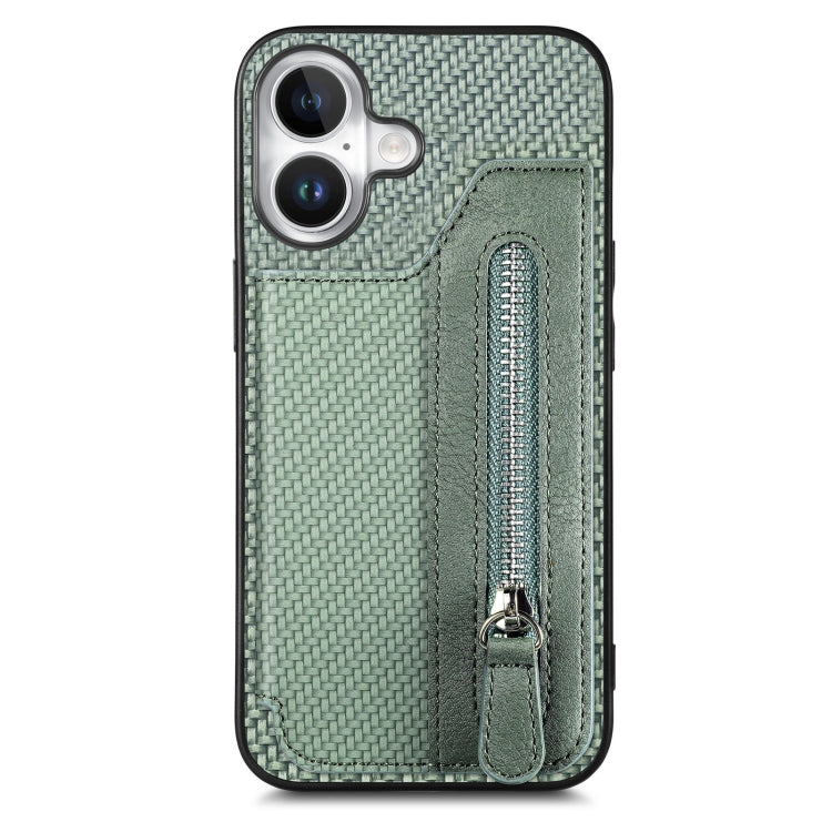 Carbon Fiber Horizontal Flip Zipper Wallet Phone Case