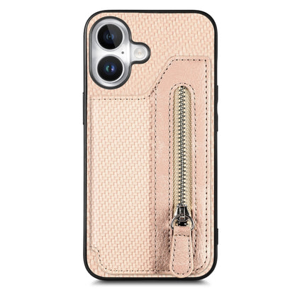 Carbon Fiber Horizontal Flip Zipper Wallet Phone Case