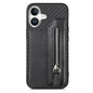 Carbon Fiber Horizontal Flip Zipper Wallet Phone Case
