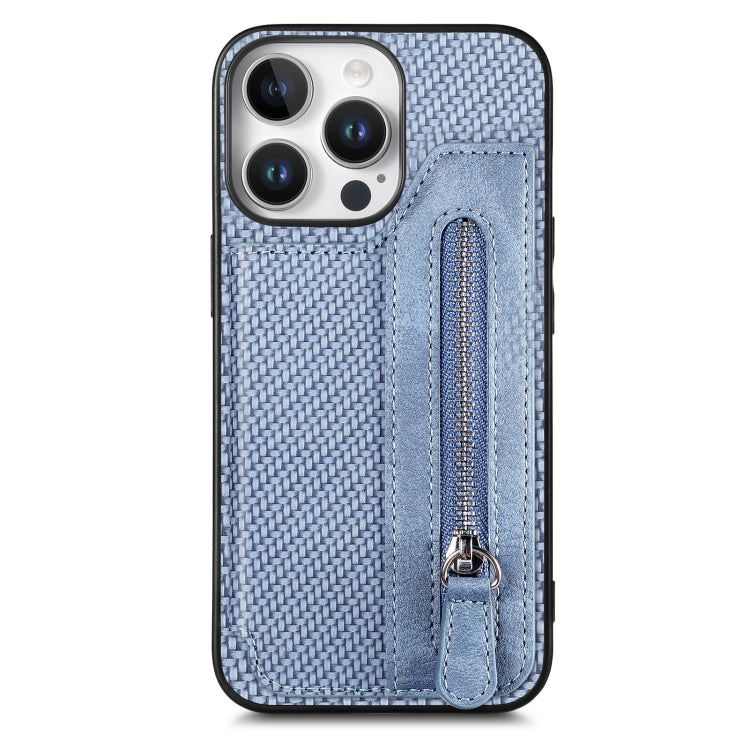 Carbon Fiber Horizontal Flip Zipper Wallet Phone Case