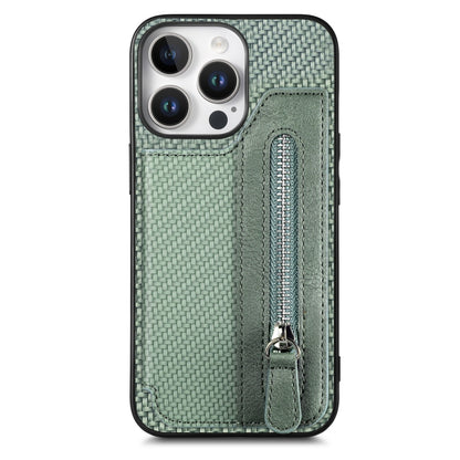 Carbon Fiber Horizontal Flip Zipper Wallet Phone Case
