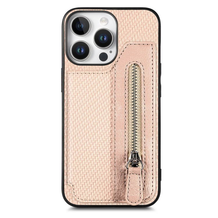 Carbon Fiber Horizontal Flip Zipper Wallet Phone Case