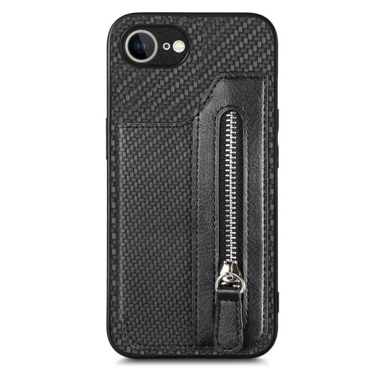 Carbon Fiber Horizontal Flip Zipper Wallet Phone Case