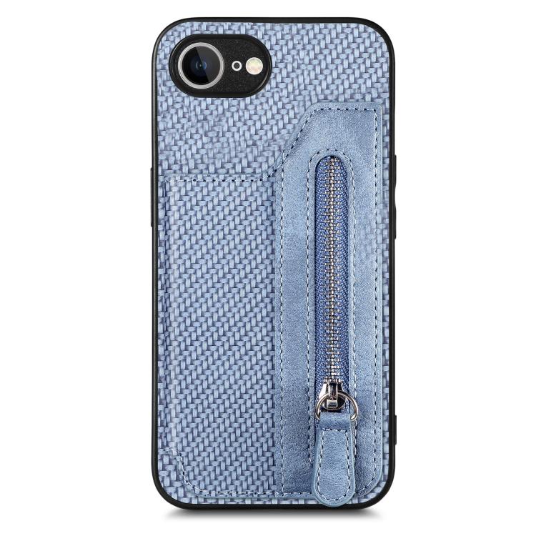 Carbon Fiber Horizontal Flip Zipper Wallet Phone Case
