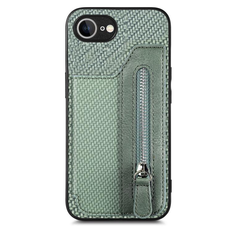 Carbon Fiber Horizontal Flip Zipper Wallet Phone Case