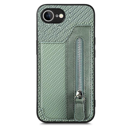 Carbon Fiber Horizontal Flip Zipper Wallet Phone Case