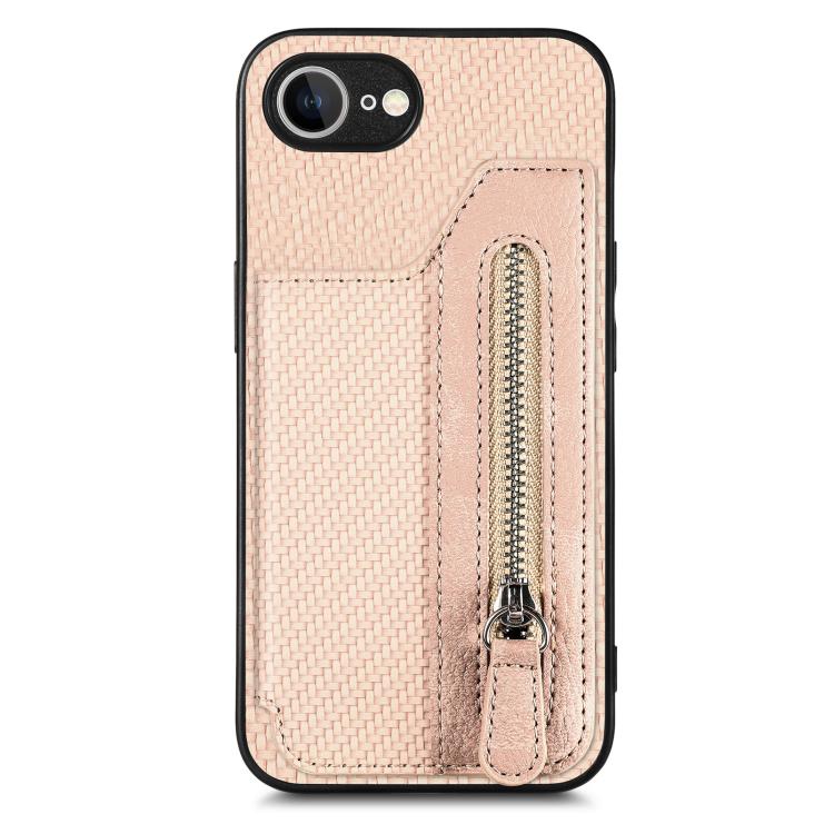 Carbon Fiber Horizontal Flip Zipper Wallet Phone Case