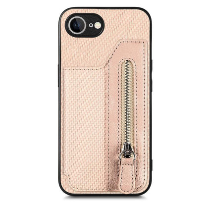 Carbon Fiber Horizontal Flip Zipper Wallet Phone Case