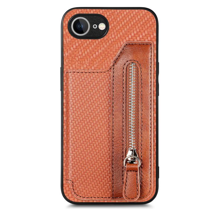 Carbon Fiber Horizontal Flip Zipper Wallet Phone Case