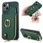 Cross Leather Ring Vertical Zipper Wallet Back Phone Case